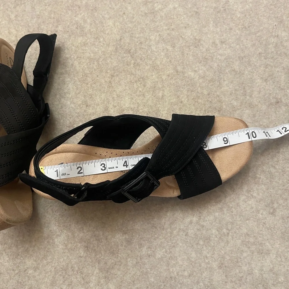 Clark’s Collection Nerisa West Black Cork Platform Heel Sandals Women’s Size 8.5